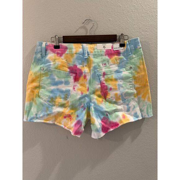 050 Judy Blue NWT Women's Cut Off Tie Dye Swirl Pastel Shorts Size XL Stretch - Picture 2 of 7